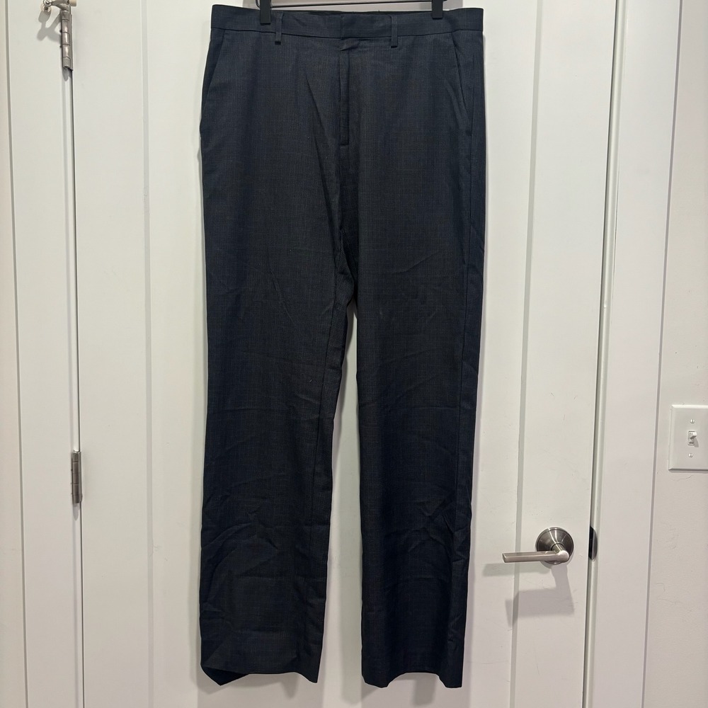 Banana Republic Classic Wool Blend Dress Pants 33x34 Grey Micro Check Flat Front